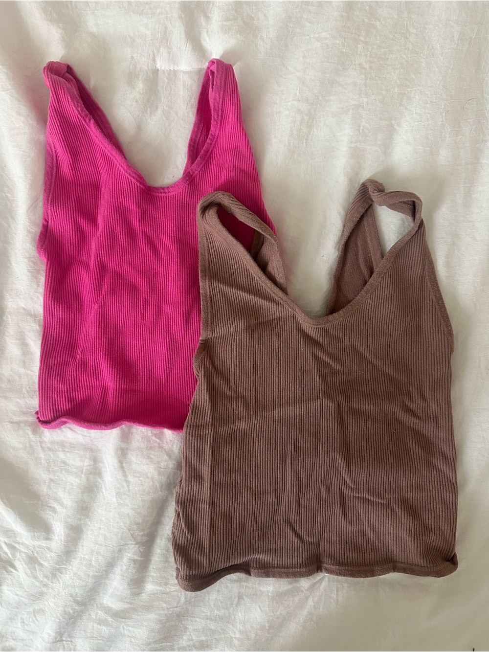 Urban Outfitters Ribbed Tank Tops in Hot Pink and Brown